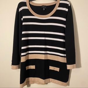 Marble White and Black Striped Sweater